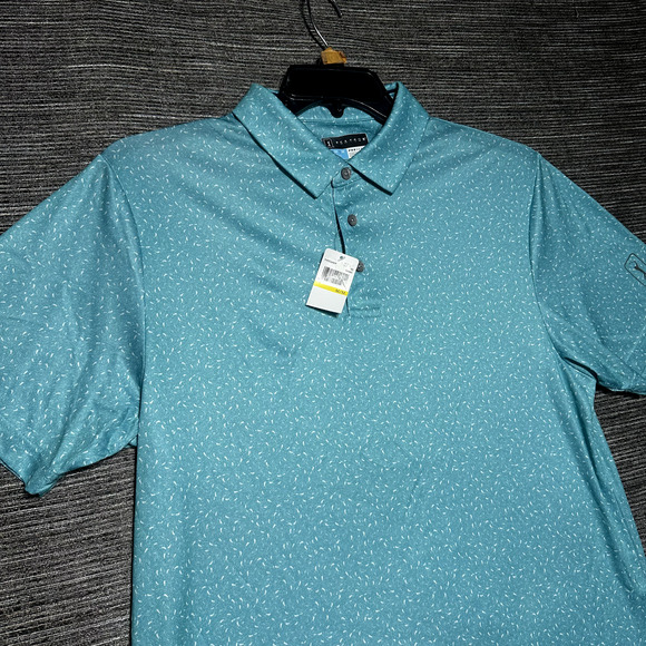 PGA Tour Polo Shirt Men's M Blue Geometric Pro Series Athletic Fit Short Sleeve - Picture 2 of 12